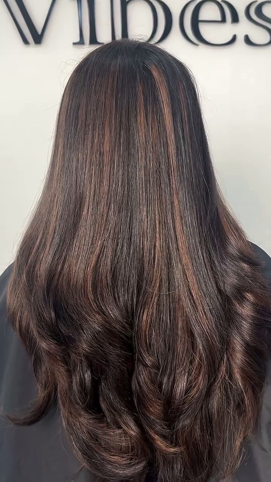 Soft caramel highlights, styled at Vibes Hair and Beauty